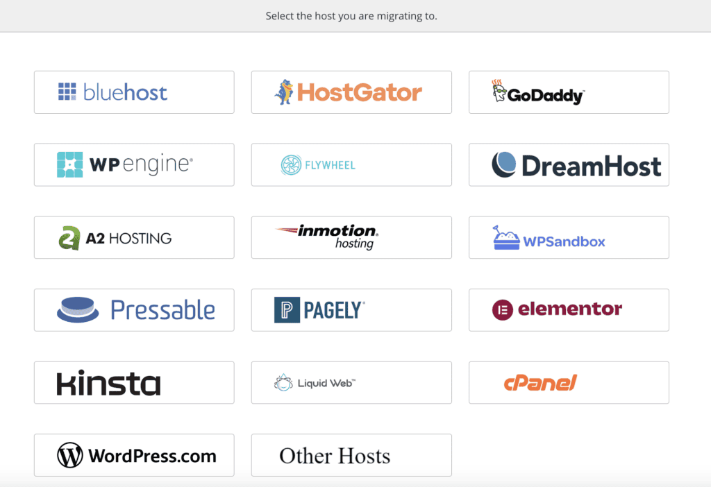 Migrate Guru select host